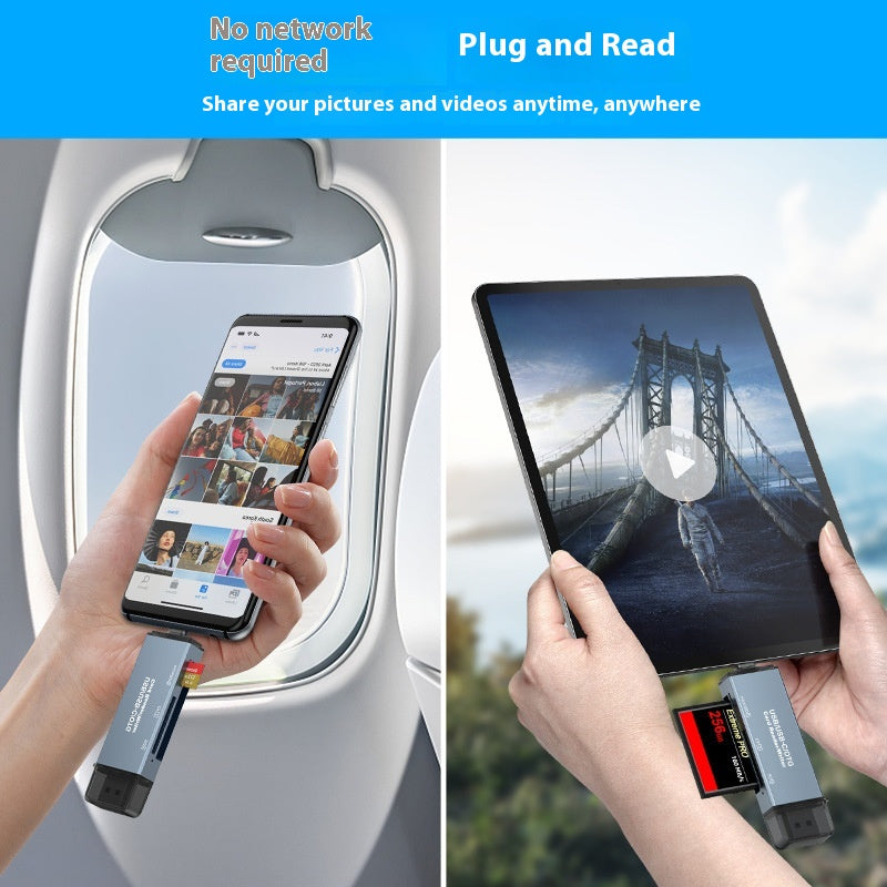 Lettore di schede CF SD TF 3 in 1 USB e Type-C in alluminio