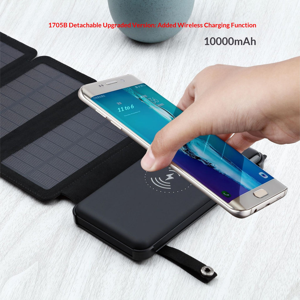 Power Bank 10.000 mAh pieghevole con ricarica wireless e torcia LED
